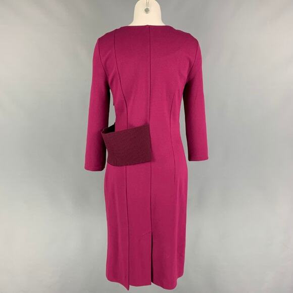 MAISON MARTIN MARGIELA Size 4 Raspberry Viscose Blend Fitted Cocktail Dress - Picture 3 of 7